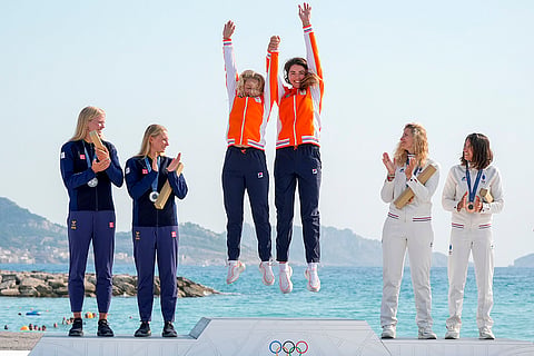 Sailing: Women's skiff medal ceremony